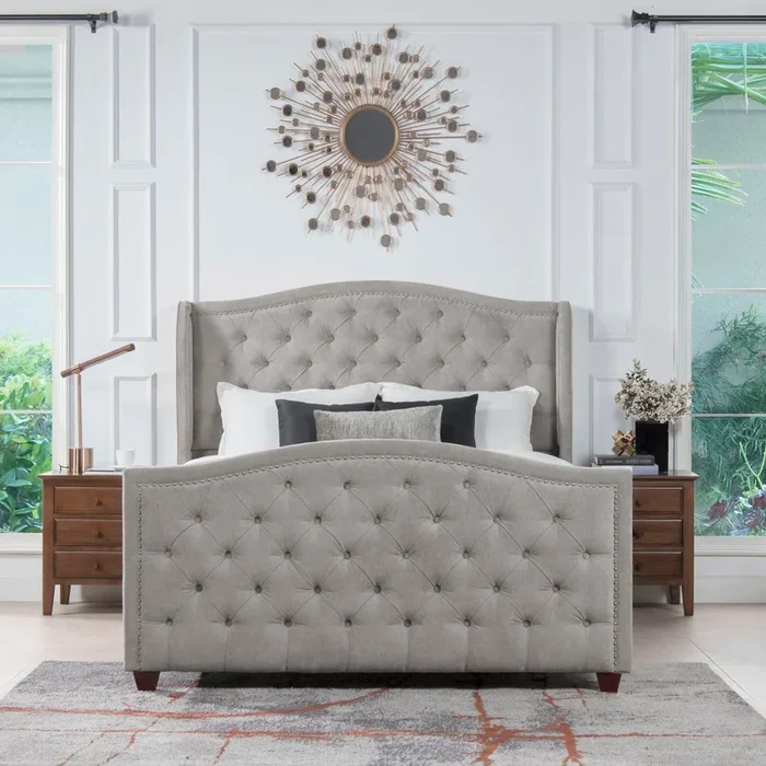 Marcella – Upholstered Shelter Headboard Bed Set