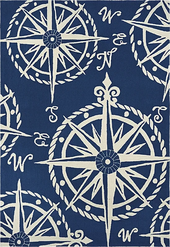 Mariner Isle Blue 7’10 Round Indoor/Outdoor Rug