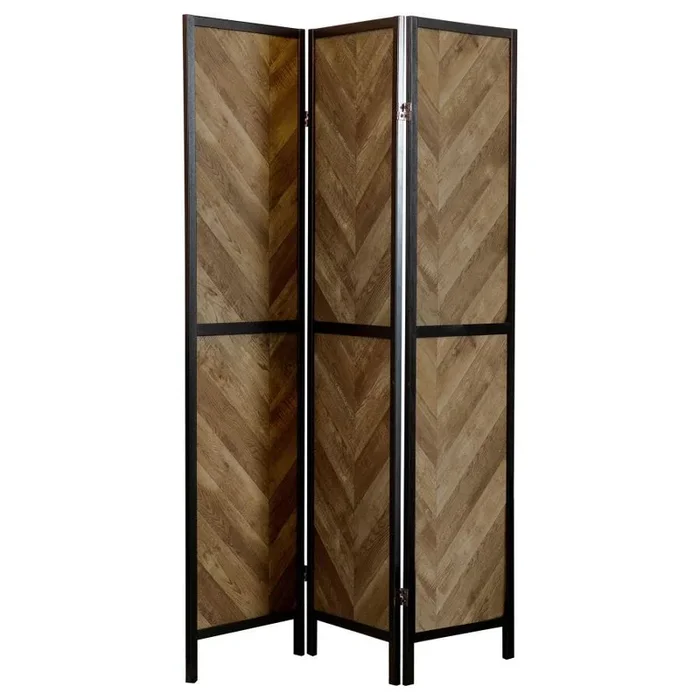 Marlene – 3-Panel Room Divider Folding Screen – Rustic Tobacco