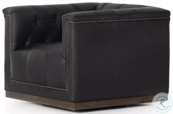 Maxx Heirloom Black Leather Swivel Chair
