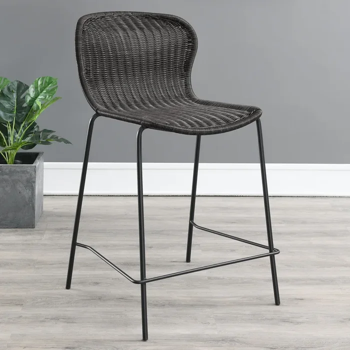 Mckinley Upholstered Counter Height Stools with Footrest (Set of 2) Brown and Sandy Black