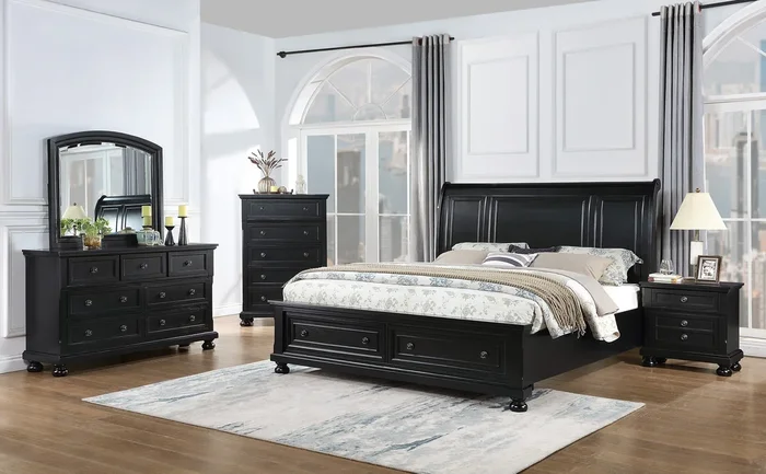 Meade Black Slay Storage Bedroom Set