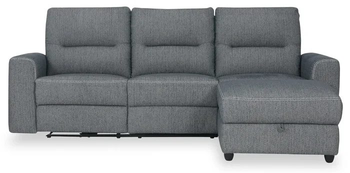 Meadow 2-Piece Right-Facing Chenille Fabric Power Reclining Sectional with Storage Chaise – Charcoal Grey | Sofa sectionnel de droite à inclinaison électrique Meadow 2 pièces en tissu de chenille avec fauteuil long de rangement – gris anthracite