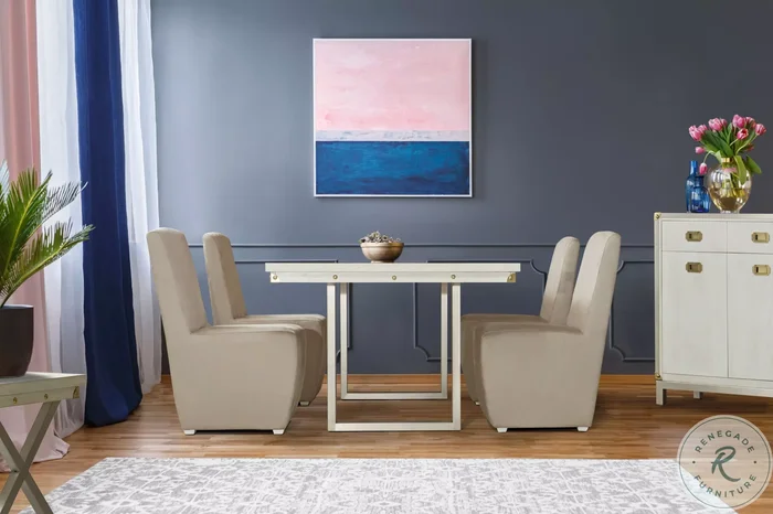 Menlo Station Eucalyptus And Brushed Silver Extendable 76″ Rectangular Dining Room Set
