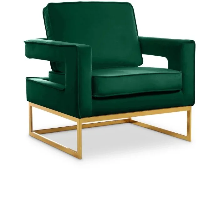 Meridian Noah Green/Gold Velvet Accent Chair