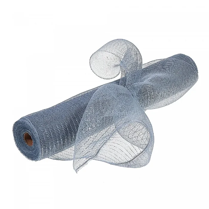 Mesh Ribbon Silver with Silver Stripes 21″x10″ Crafts|Ruban en maille argenté avec rayures argentées 21 po x 10 po – ensemble de 2