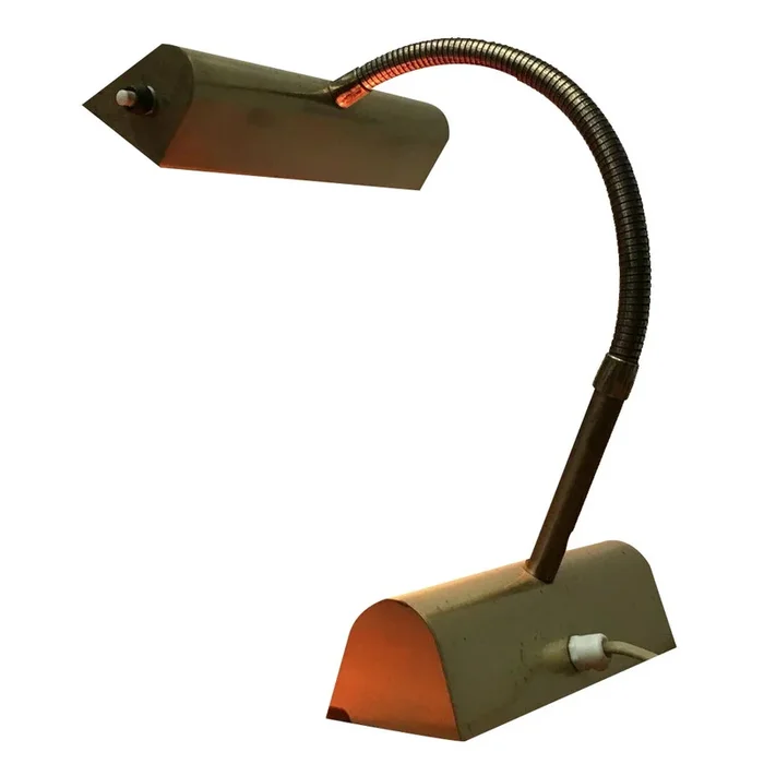 Mid-Century Brass Hollywood Regency Gooseneck Table Lamp, 1960s