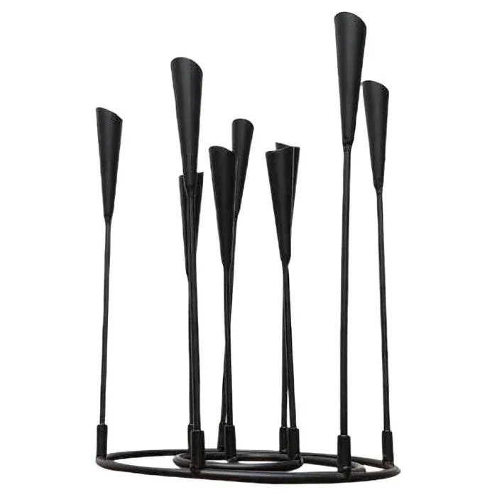 Mid-Century Brutalist String Style Metal Candleholder