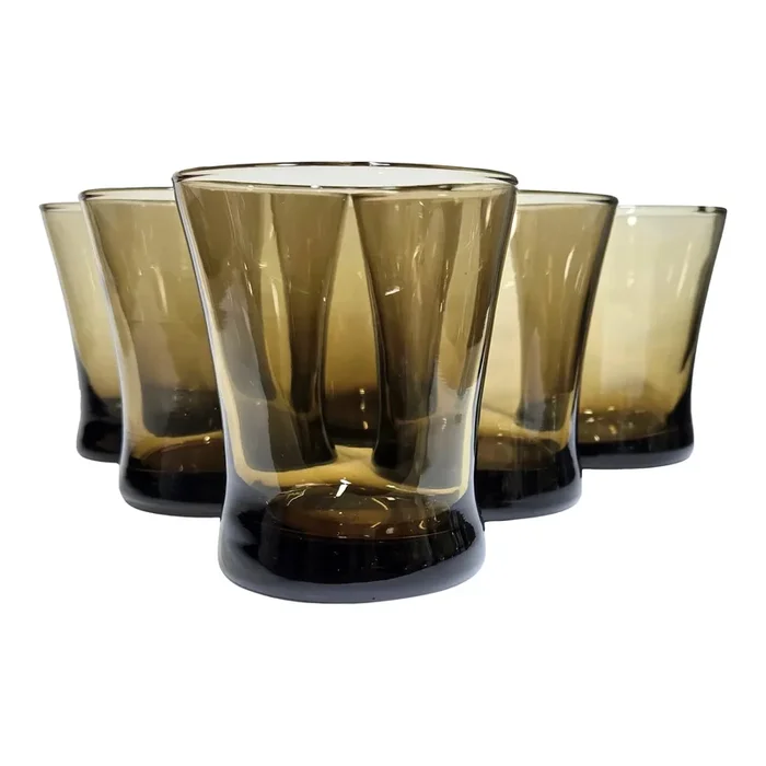 Mid Century Expresso Lowball Glasses- Set of Six