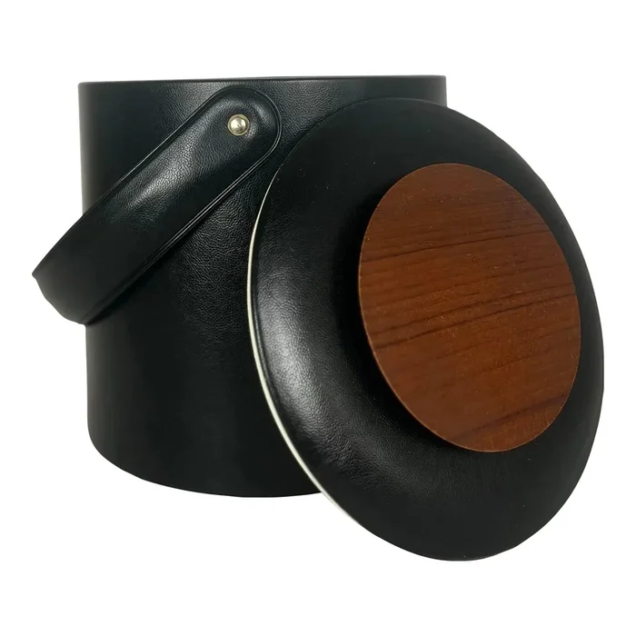 Mid Century Modern Ice Bucket | Black + Teak by Georges Briard