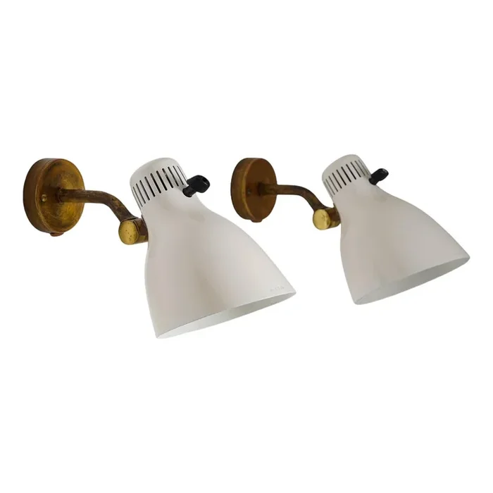 Mid-Century Swedish Wall Lamps attributed to Hans Bergström for Ateljé Lyktan, 1950s, Set of 2