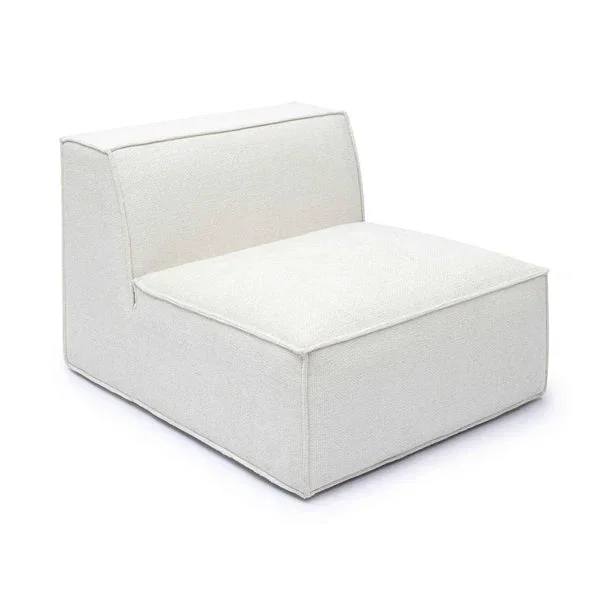 Mindy Cream Chenille Basketweave Armless Chair