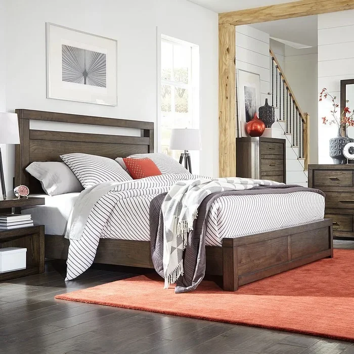 Modern Loft Panel Bed (Brownstone)