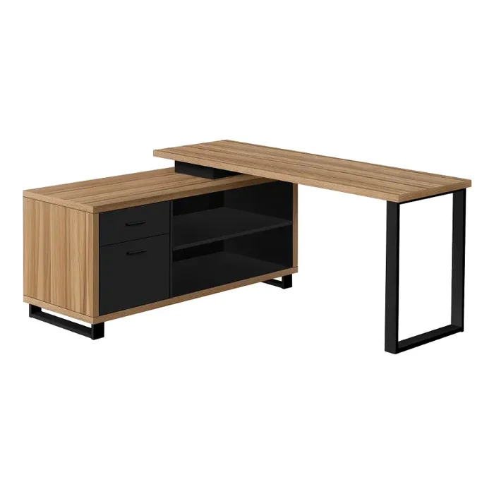 Monarch Light Brown 72″ L Shaped Computer Desk