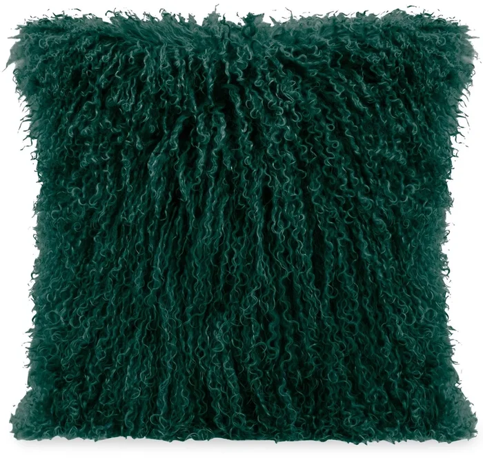 Mongolian Sheepskin Accent Pillow – Green | Coussin décoratif Mogolian en peau de mouton de Mongolie – vert | 6365GRDP