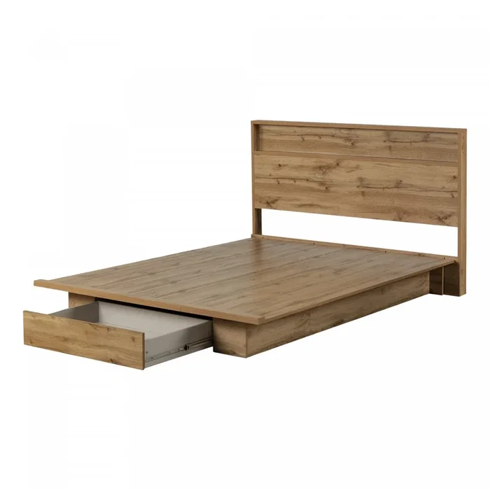 Musano Platform Bed And Headboard Set Nordik Oak – South Shore Queen Bed