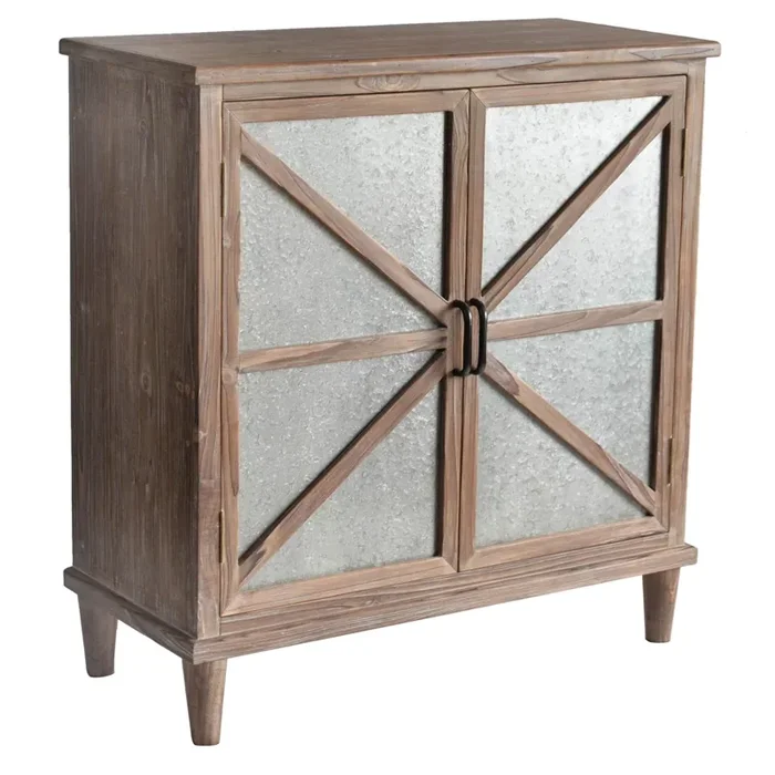 Newhart Rustic Wood and Galvanized Metal 2 Door Cabinet CVFZR5069