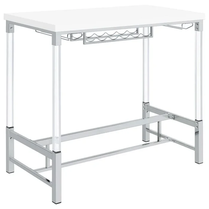 Norcrest – Acrylic Leg Bar Table – White High Gloss