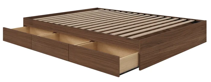 Nordika Full Storage Platform Bed – Walnut | Lit plateforme double Nordika avec rangement – noyer | D08H3WGH