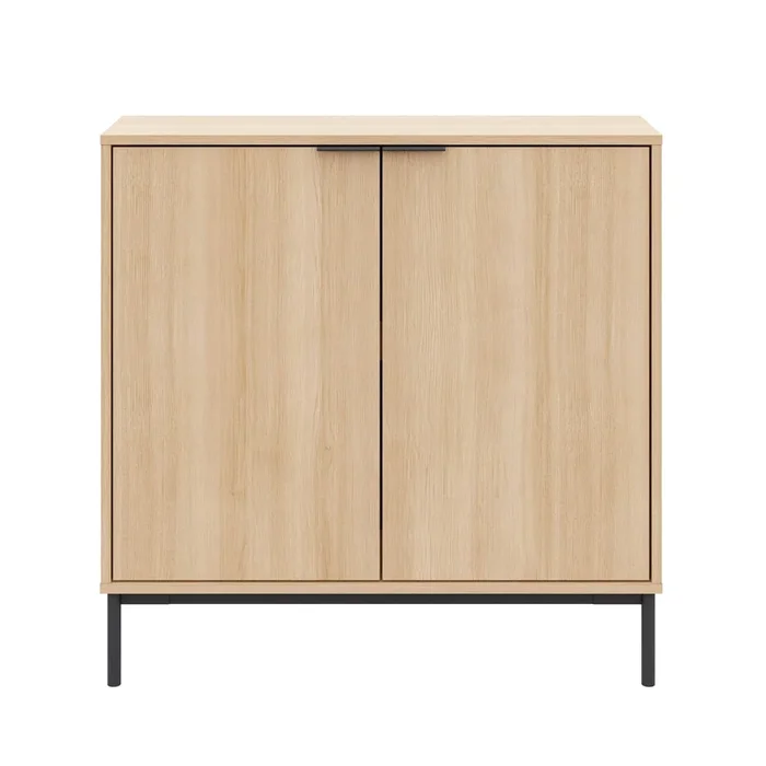 Nordika Slim 2-Door Storage Console Accent Cabinet – Natural Blonde Oak | Armoire décorative de rangement mince Nordika à 2 portes – chêne blond naturel