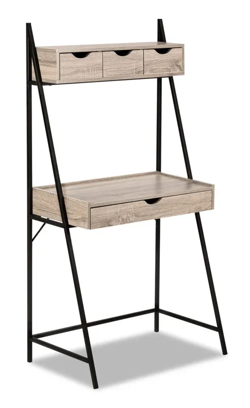Norris 31.5″ Compact Office Desk with 4-Drawers – Taupe|Bureau compact Norris de 31,5 po à 4 tiroirs – taupe