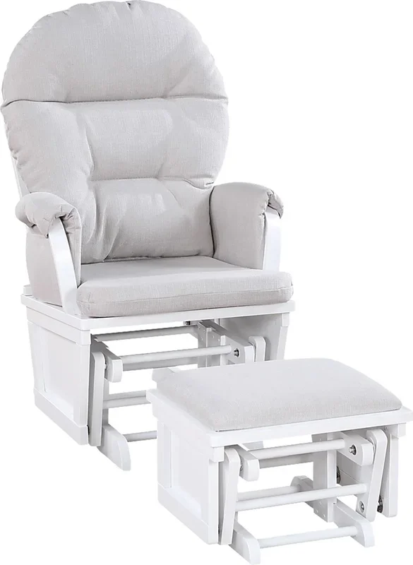Nursery Laharpe Light Gray/White Glider & Ottoman