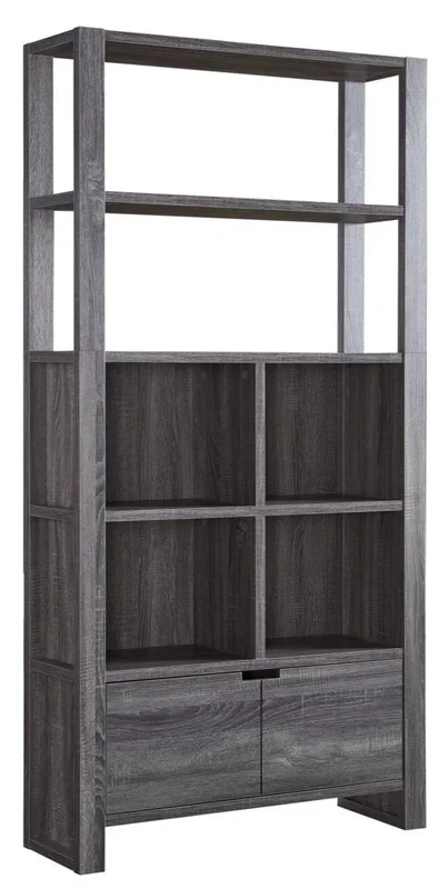 Oscar Owen 36″ Bookcase with Drawer & 6 Shelves – Grey|Bibliothèque Oscar Owen de 36 po avec tiroir et 6 tablettes – grise