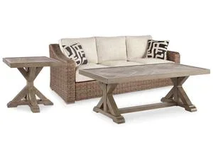 Outdoor Sofa With Coffee Table and End Table