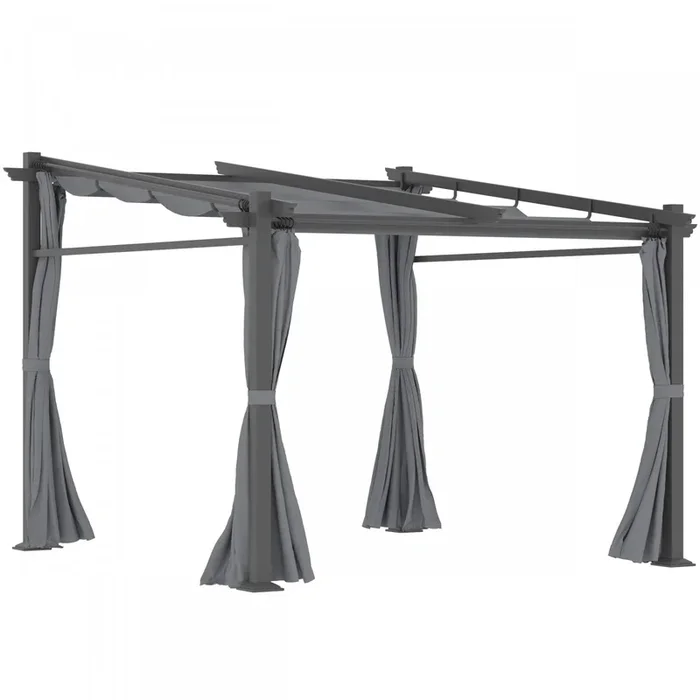 Outsunny 10′ X 10′ Metal Pergola With Sliding Roof Canopy, Retractable Pergola Canopy For Outdoor, P|Outsunny Pergola Metallique De 9.7′ X 9.7′ Avec Toit Coulissant, Auvent De Pergola Retractable Pour