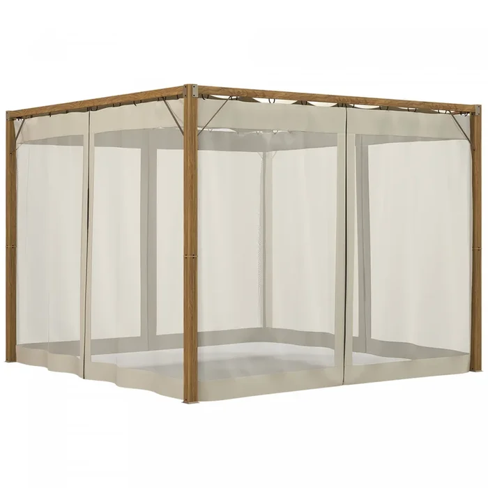 Outsunny 10 X 10 Ft Retractable Pergola Canopy With Netting Sidewalls|Outsunny 10 X 10 Ft Pergola Retractable Avec Parois Laterales En Filet