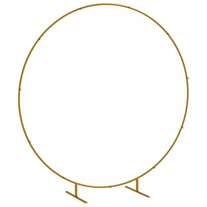 Outsunny 6.6ft Gold Wedding Arch Round Backdrop Stand For Birthday Party|Outsunny 6.6ft Or Arc De Mariage Rond Support De Fond Pour La Fete