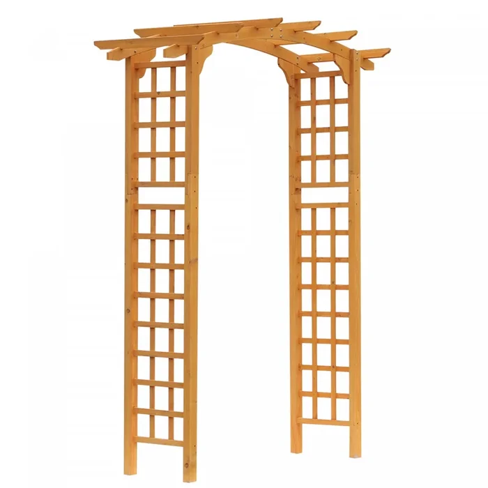 Outsunny 7.5ft Wood Garden Arch Trellis, Outdoor Walkway Round Pergola Style Arbor For Decorative Cl|Outsunny 7,5 Pieds En Bois De Sapin Arche De Jardin Treillis Passerelle Exterieure Ronde Pergola Sty