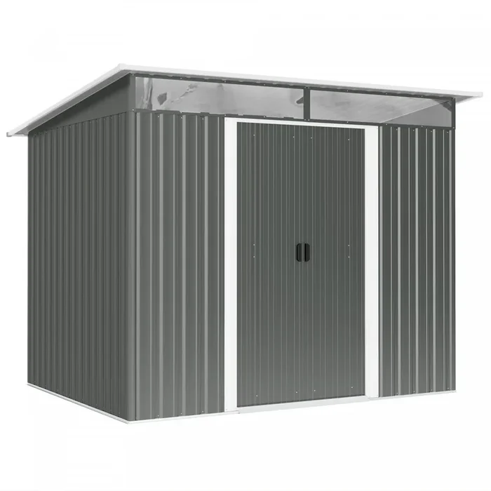 Outsunny 8.5′ X 6′ Garden Storage Shed With Skylight, Dark Grey|Outsunny Abri De Jardin 8,5′ X 6′ Avec Puits De Lumiere, Gris Fonce