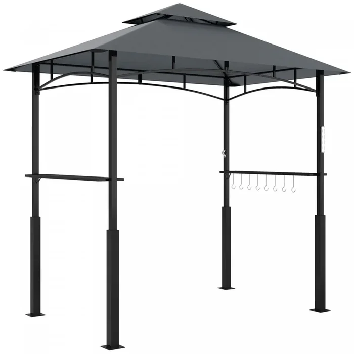 Outsunny 8′ X 5′ Grill Gazebo, Bbq Shelter With Led Light, Dark Grey