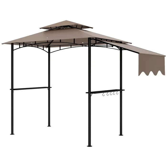 Outsunny 8′ X 5′ Grill Gazebo, Double Tiered Barbecue Gazebo, Khaki