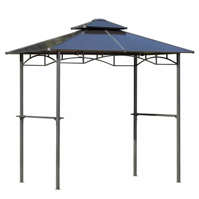 Outsunny 8′ X 5′ Hardtop Grill Gazebo, Aluminium Bbq Canopy Gazebo, Outdoor Canopy With Side Shelves|Outsunny 8′ X 5′ Barbecue Grill Gazebo Tente Exterieure Bbq Auvent Avec Tablettes Laterales Double C