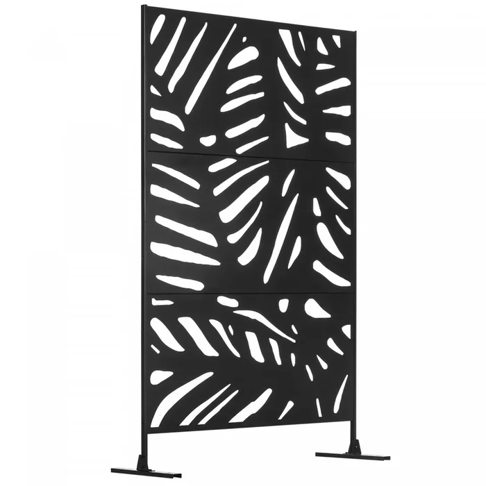 Outsunny Metal Outdoor Privacy Screen With Stand For Garden Backyard Black