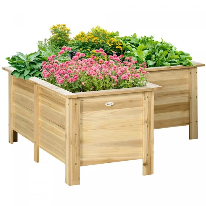Outsunny Raised Garden Bed, Wooden Elevated Planter Box Outdoor With Legs, For Vegetables, Flowers, |Outsunny Jardiniere Surelevee En Bois Pour L’exterieur, Avec Pieds, Pour Les Legumes, Les Fleurs Et