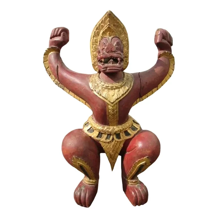 Painted Wooden Statue from an Indian Temple, Early 20th Century