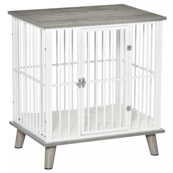 Pawhut Dog Crate, Furniture Style Pet Cage Kennel, End Table, Decorative Dog House, With Soft Cushio|Pawhut Cage Pour Chien Animaux Sur Pied Grand Coussin Amovible Porte Verrouillable En Acier Panneaux