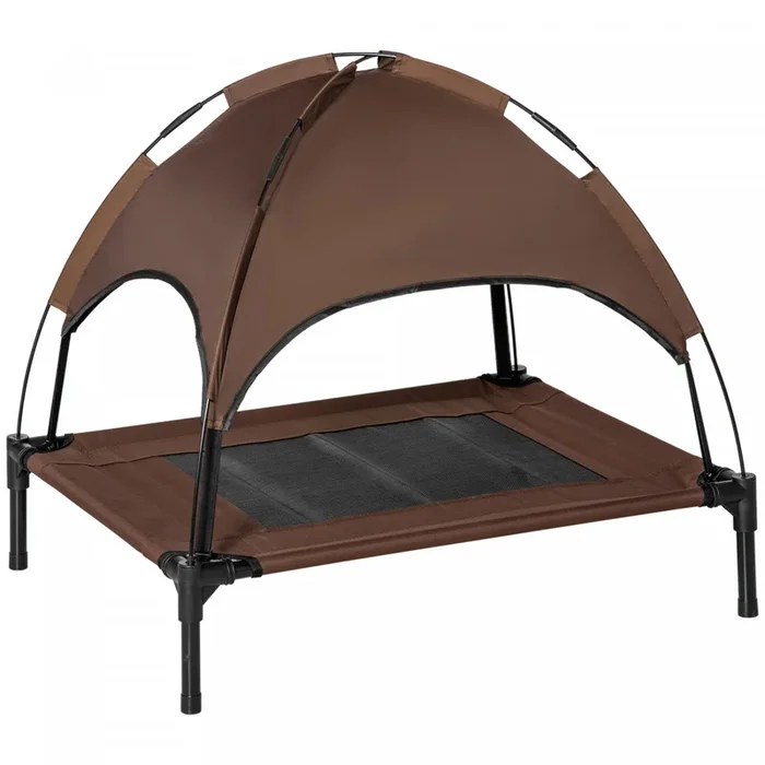 Pawhut Elevated Cooling Pet Bed Portable Raised Dog Cot With Canopy For Medium Sized Dogs, Indoor & |Pawhut Lit De Refroidissement Sureleve Portable Pour Chien Avec Auvent Pour Chiens De Petite Taille,