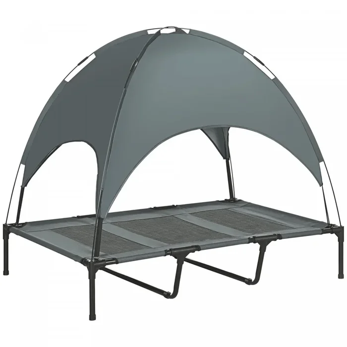 Pawhut Elevated Cooling Pet Bed Portable Raised Dog Cot With Canopy For Xl Sized Dogs, Indoor & Outd|Pawhut Lit Sureleve Pour Animal Domestique Lit Pour Chien Portable Exterieur Et Interieur Tente De L