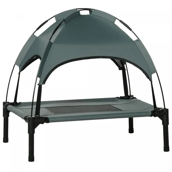 Pawhut Elevated Dog Bed With Canopy, Portable Raised Dog Cot For S Sized Dogs, Indoor & Outdoor, 25″|Pawhut Lit Sureleve Portable Pour Chien Avec Auvent De Protection Uv, 24″