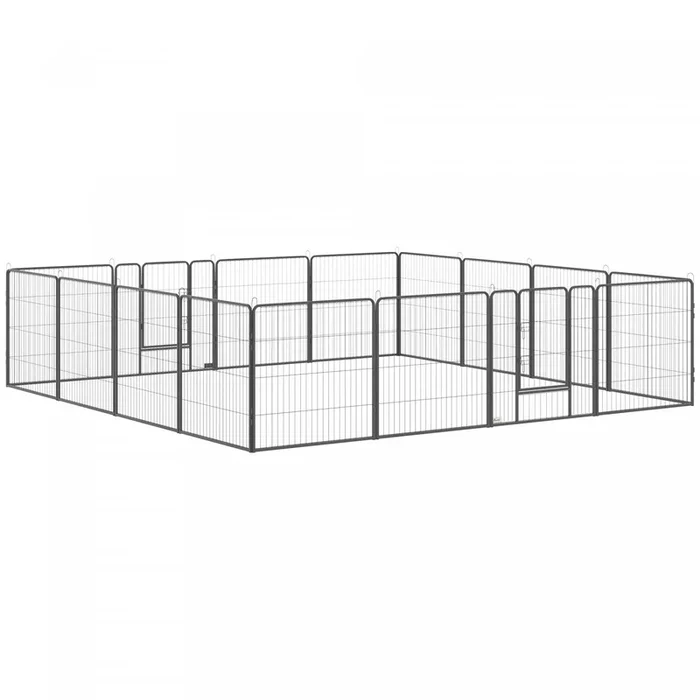 Pawhut Heavy Duty Dog Playpen, 16 Panels Pet Playpen Dog Fence, Portable Puppy Exercise Pen, With 2 |Pawhut Parc Pour Animaux De Compagnie Robuste, 16 Panneaux En Acier Pour Chien, Stylo D’exercice Por