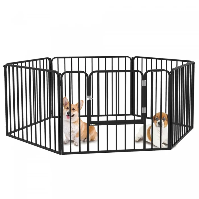 Pawhut Heavy Duty Dog Playpen, 6 Panels 24″ Height Steel Pet Puppy Exercise Pen, Diy Design, Outdoor|Pawhut Parc Pour Chien, 6 Panneaux De 24″ De Hauteur En Acier, Enclos D’exercice Pour Chiots, Design