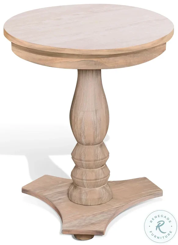 Pedestal Grace Natural Round Accent Table