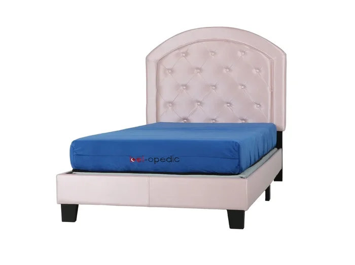 Pink Tufted Upholstered Bed — Arch Headboard (Twin)