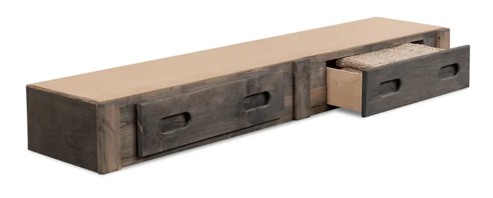 Piper 2-Drawer Under Bed Storage Trundle for Kids, Solid Pine Wood – Driftwood Grey | Lit gigogne de rangement sous le lit Piper à 2 tiroirs en pin massif pour enfants – gris bois de grève