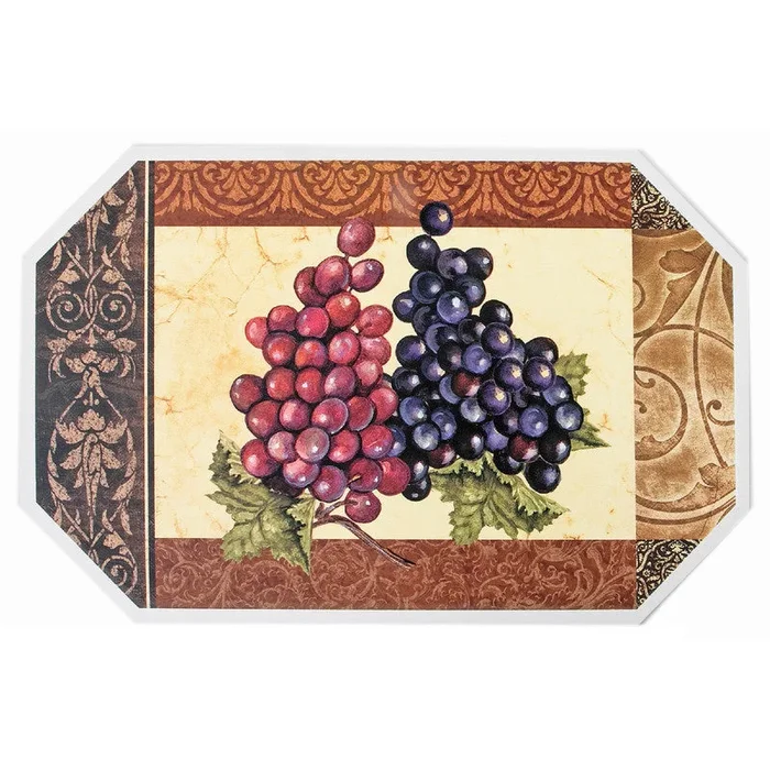 Plastic Placemat Octagon Fresh Grapes – Set of 12|Napperon octogonal en plastique avec une image de raisins frais – ensemble de 12