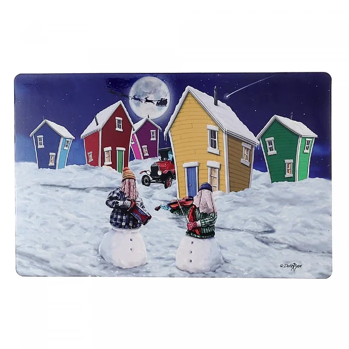Plastic Placemat Snowmers – Set of 12|Napperon en plastique avec une image de bonshommes de neige masqués – ensemble de 12